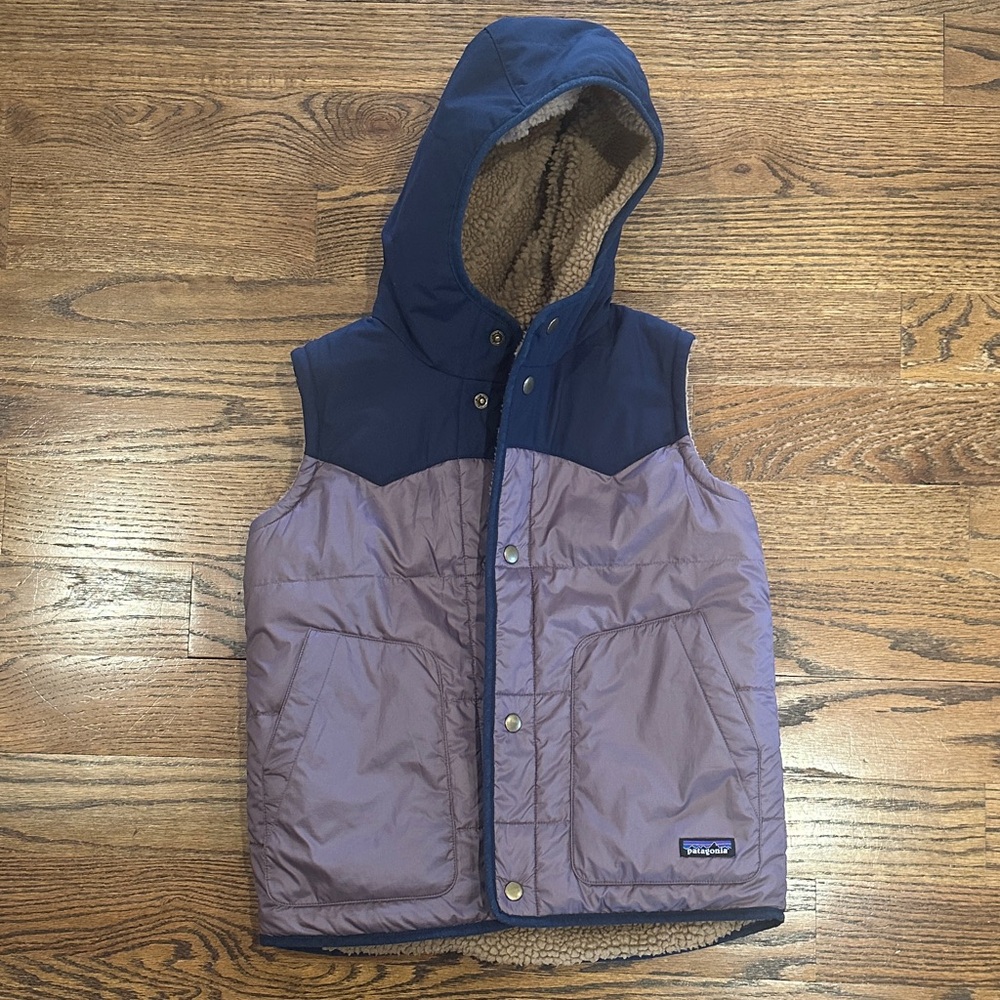 Patagonia Kids' Navy and Lavender Hooded Vest